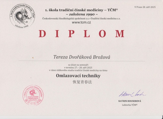 17. Certifikát - omlazovací techniky - akupunkturní stimulace
